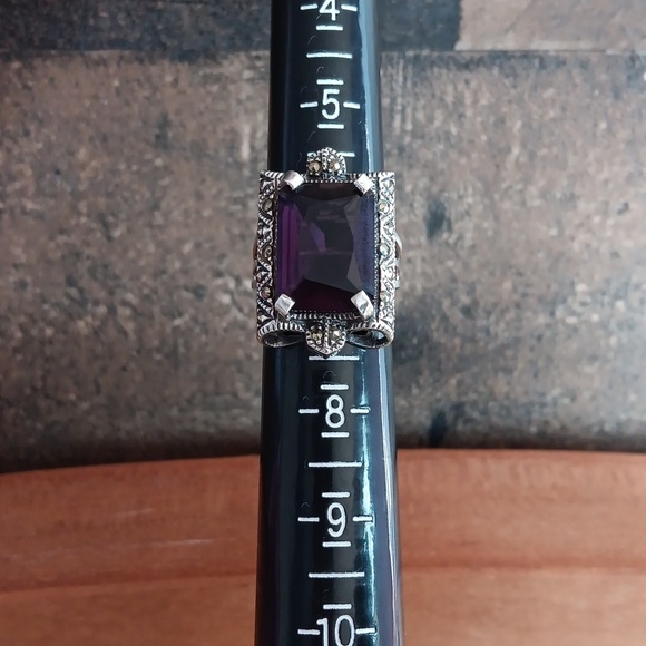925 Silver Purple Crystal Ring - Picture 4 of 16